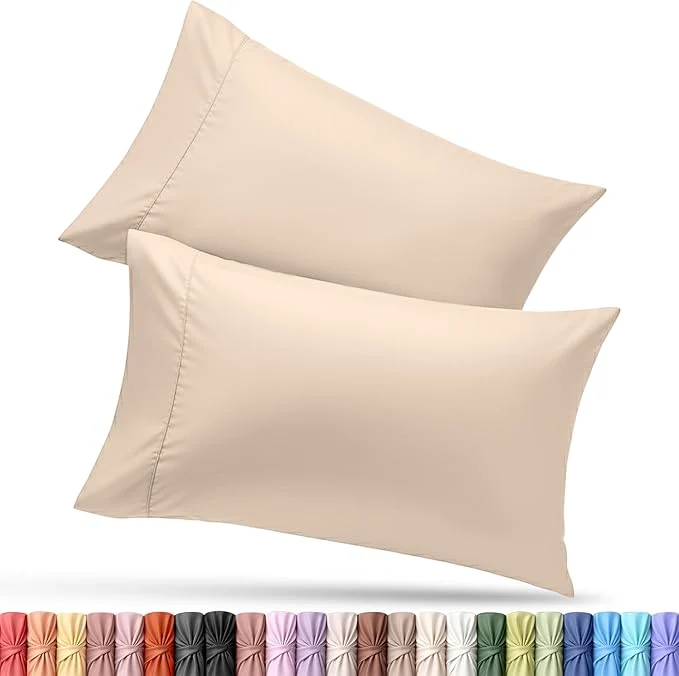 Original Utopia Bedding King Pillow Cases – 2 Pack – Envelope Closure – Soft Brushed Microfiber Fabric – Shrinkage and Fade Resistant Pillow Covers King Size 20 X 40 Inches King Beige Prestigious