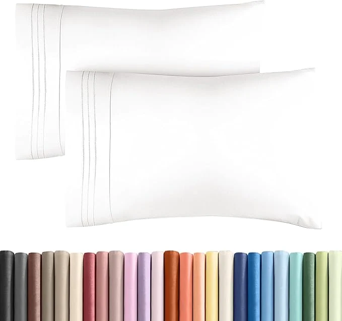 Consistent Standard Pillow Cases Set of 2 – Soft Hotel Quality Pillowcase Covers – Comfy amp Wrinkle – Stain amp Fade Resistant – Machine Washable Pillow Protectors – 2 Piece Set – Standard Size Antique White Detailed