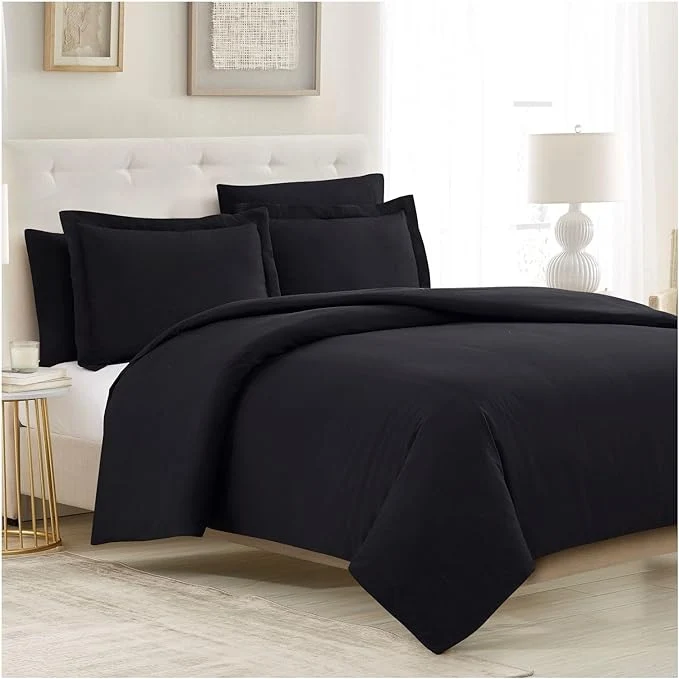 High-Grade Mellanni Duvet Cover Set – 5 PC Iconic Collection Bedding Set – Hotel Luxury Extra Soft amp Cooling – Microfiber – Button Closure and Corner Ties King Black Premium Material