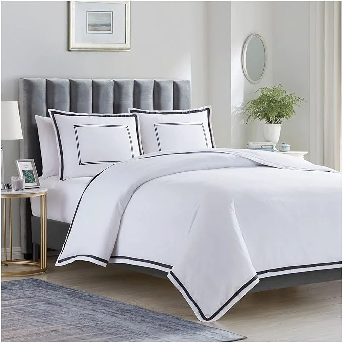 Mellanni Duvet Cover Set – 3 PC Iconic Collection Bedding Set – Hotel Luxury Extra Soft amp Cooling – Microfiber – Button Closure and Corner Ties King Hotel Gray Minimalist