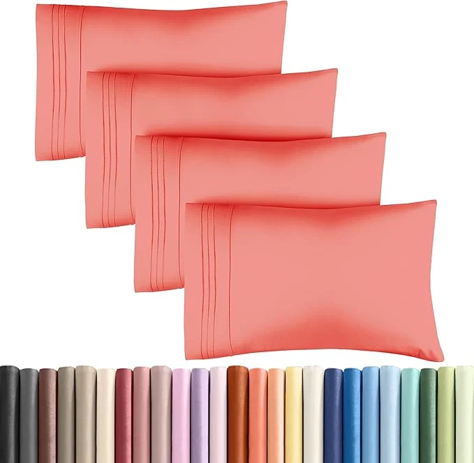 Healthy King Pillow Cases Set of 4 – Ultra Soft Hotel Quality Pillowcase Covers – Comfy Cozy amp Wrinkle – Shrinkage Stain and Fade Resistant – Machine Washable Pillow Protectors – 4 Piece Set – Coral Lightweight