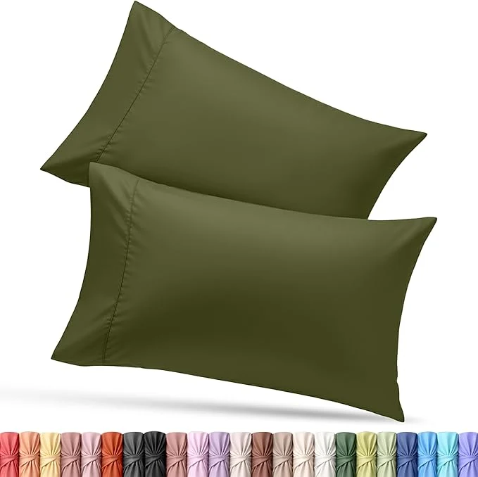 Trusted Utopia Bedding Queen Pillow Cases – 2 Pack – Envelope Closure – Soft Brushed Microfiber Fabric – Shrinkage and Fade Resistant Pillow Covers Queen Size 20 X 30 Inches Queen Olive Secure