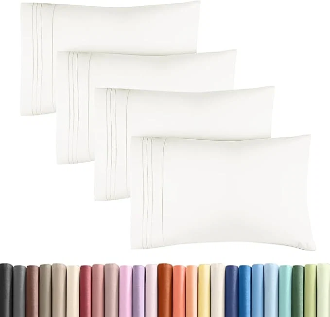 Comfortable Standard Pillow Cases Set of 4 – Ultra Soft Hotel Quality Pillowcase Covers – Comfy Bedding for Women Men Kids amp Teens – Machine Washable Pillow Protectors – 4 Piece – Standard Size Antique White Efficient