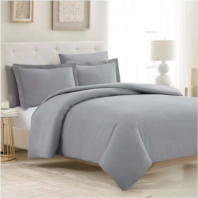Environmentally Friendly Mellanni Duvet Cover Set – 5 PC Iconic Collection Bedding Set – Hotel Luxury Extra Soft amp Cooling – Microfiber – Button Closure and Corner Ties Oversized King Light Gray Practical