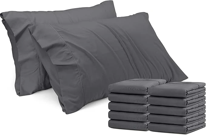Quality Utopia Bedding Standard Pillow Cases – 12 Pack – Envelope Closure – Soft Brushed Microfiber Fabric – Shrinkage and Fade Resistant Pillow Covers Standard Size 20 X 26 Inches Standard Grey Genuine