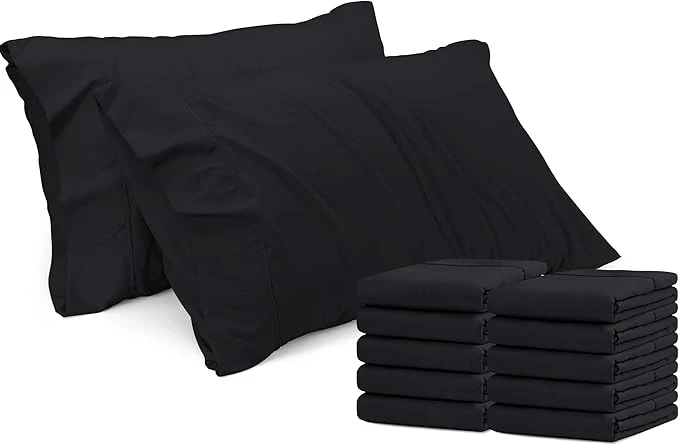 Versatile Utopia Bedding Standard Pillow Cases – 12 Pack – Envelope Closure – Soft Brushed Microfiber Fabric – Shrinkage and Fade Resistant Pillow Covers Standard Size 20 X 26 Inches Standard Black Elite