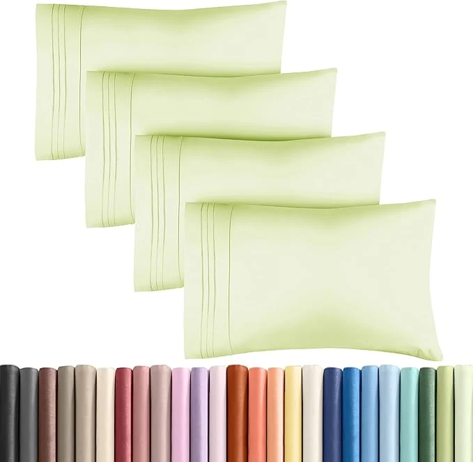 First-Class Queen Pillow Cases Set of 4 – Ultra Soft Hotel Quality Pillowcase Covers – Comfy Cozy amp Wrinkle – Shrinkage amp Fade Resistant – Machine Washable Pillow Protectors – 4 Piece Set – Light Sage Green Easy-to-Use