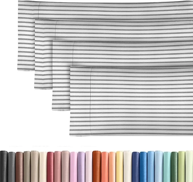 Top-Quality Body Pillowcases Set of 4-20×54 Long Body Pillow Case – Soft Body Pillow Cover for Sleeping amp Side Sleepers – Comfy Breathable amp Fade – Machine Washable w Envelope Enclosure – Grey Stripes Trendy