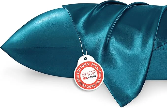 Premium Bedsure Satin Pillowcases Similar to Silk Pillow Cases Queen Size Set of 2 Pillow Case for Sleeping Women with Envelope Closure Gifts for Women Men Teal 20×30 Inches 2pcs Solid