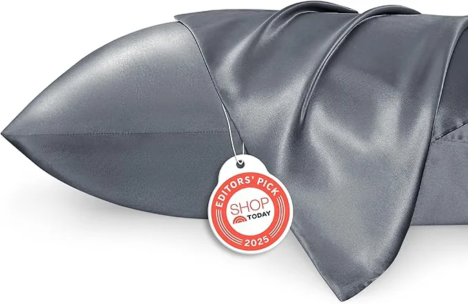 Easy-to-Use Bedsure Satin Pillowcase for Hair and Skin Queen – Space Grey Silky Pillowcase 2 Pack with Envelope Closure Similar to Silk Pillow Cases Gifts for Women Men 20×30 Inches 2pcs First-Class