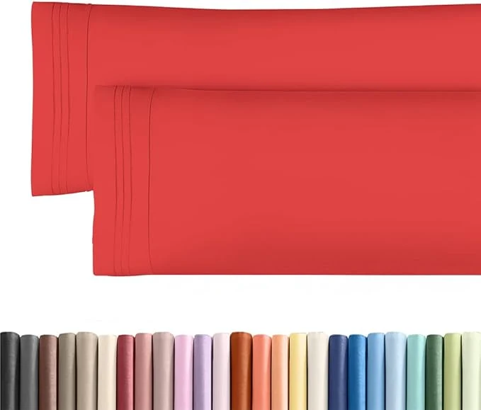 Quality Body Pillowcases Set of 2-20×54 Long Body Pillow Case – Soft Body Pillow Cover for Sleeping amp Side Sleepers – Comfy Wrinkle amp Fade – Machine Washable w Envelope Enclosure Red Elite