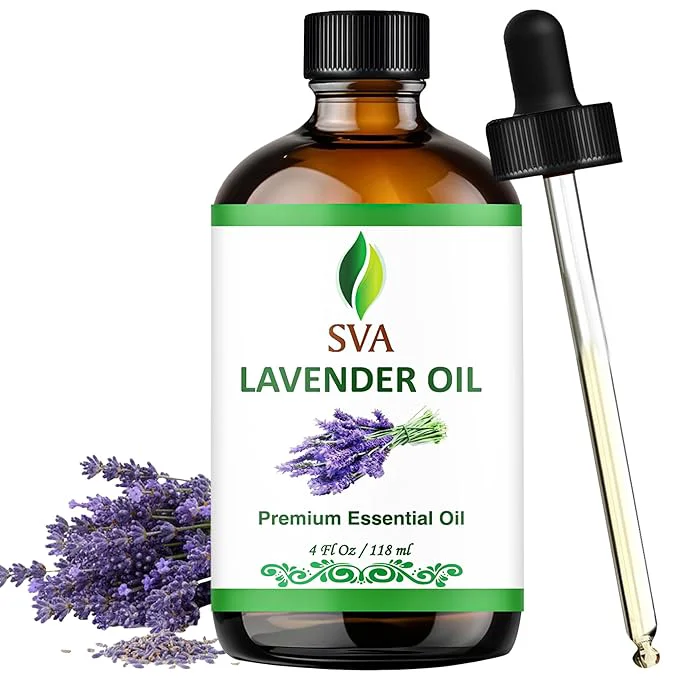 Pure SVA Lavender Essential Oil – 4 Fl Oz – Natural Lavender Oil Long-Lasting