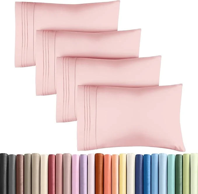 Original King Pillow Cases Set of 4 – Ultra Soft Hotel Quality Pillowcase Covers – Comfy Cozy amp Wrinkle – Shrinkage Stain amp Fade Resistant – Machine Washable Pillow Protectors – 4 Piece Set – Baby Pink Efficient