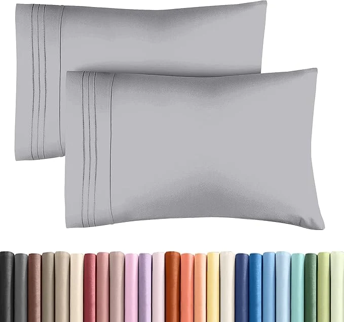 Sustainable Standard Pillow Cases Set of 2 – Soft Hotel Quality Pillowcase Covers – Comfy amp Wrinkle – Stain and Fade Resistant – Machine Washable Pillow Protectors – 2 Piece Set – Standard Size Steel Blue Smooth