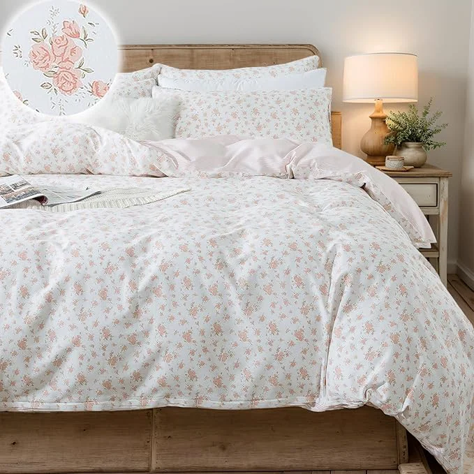 Advanced FADFAY Floral Duvet Cover Set Twin XL Cotton College Bedding Pink Flower Comforter Cover Set Soft Breathable Blush Dorm Room School Bedding with Hidden Zipper 3 Pcs Twin Extra Long Proven