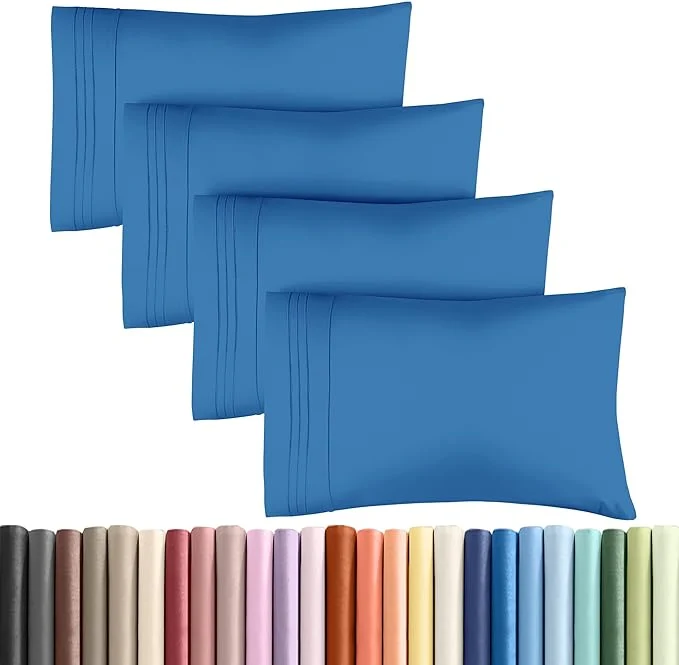 Fine Crafted Queen Pillow Cases Set of 4 – Ultra Soft Hotel Quality Pillowcase Covers – Comfy Cozy amp Wrinkle – Shrink Stain amp Fade Resistant – Machine Washable Pillow Protectors – 4 Piece Set – Royal Blue First-Class
