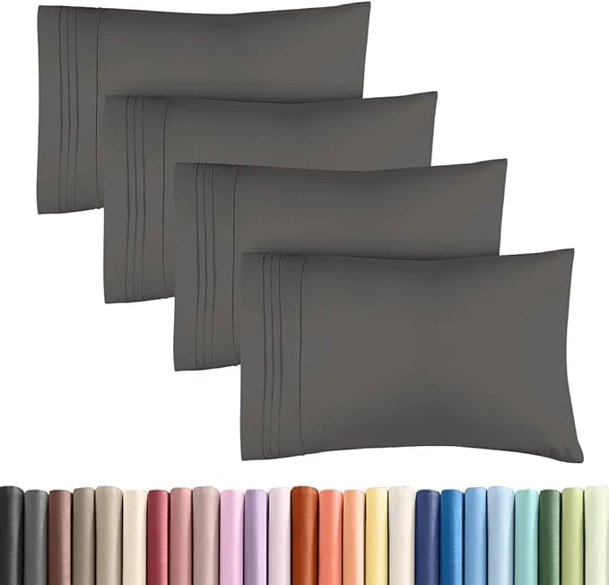 Advanced King Standard Pillow Cases Set of 4 – Soft Hotel Quality Pillowcase Covers – Comfy Bedding for Women Men Kids amp Teens – Machine Washable Pillow Protectors – 4 Piece Set – King Standard Size Charcoal Official