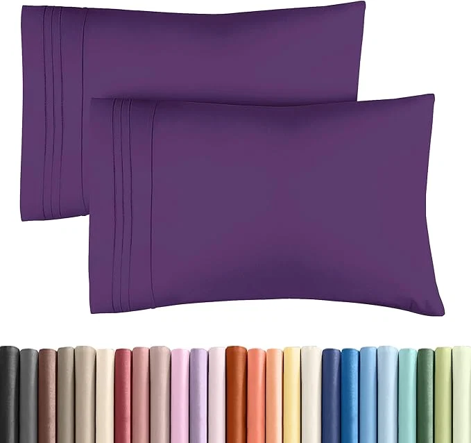 Genuine Queen Pillow Cases Set of 2 – Ultra Soft Hotel Quality Pillowcase Covers – Comfy Cozy amp Wrinkle – Shrinkage Stain and Fade Resistant – Machine Washable Pillow Protectors – 2 Piece Set – Purple Pure