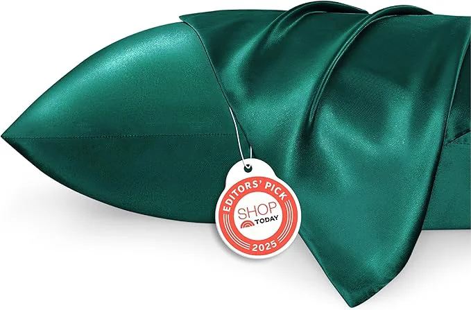 World-Class Bedsure King Size Satin Pillowcase Set of 2 – Dark Green Pillow Cases for Hair and Skin with Envelope Closure Similar to Silk Pillow Cases Gifts for Women 20×36 Inches 2pcs Flexible