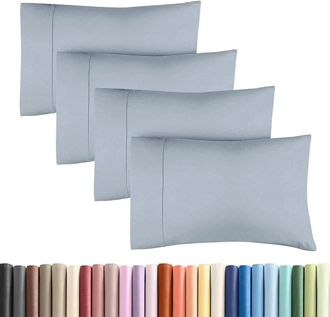 Relaxed King Standard Pillow Cases Set of 4 – Soft Hotel Quality Pillowcase Covers – Comfy Bedding for Women Men Kids amp Teens – Machine Washable Pillow Protectors – 4 Piece – King Standard Heathered Blue Fashionable