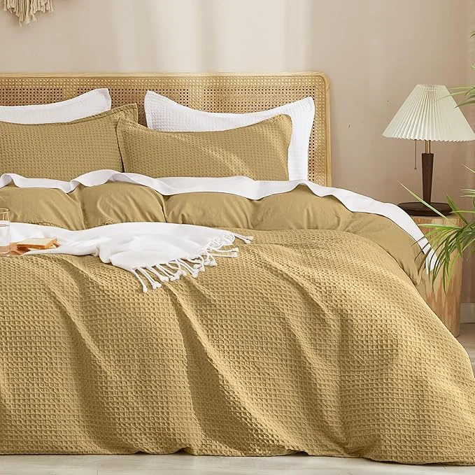 Powerful PHF Waffle Weave Duvet Cover Set King Size No Snagging Ultra Soft Luxury Textured Breathable Comforter Cover for All Season 3pcs Durable Bedding Duvet Set with 2 Pillow Shams 104 quot x90 quot Antelope Artisan