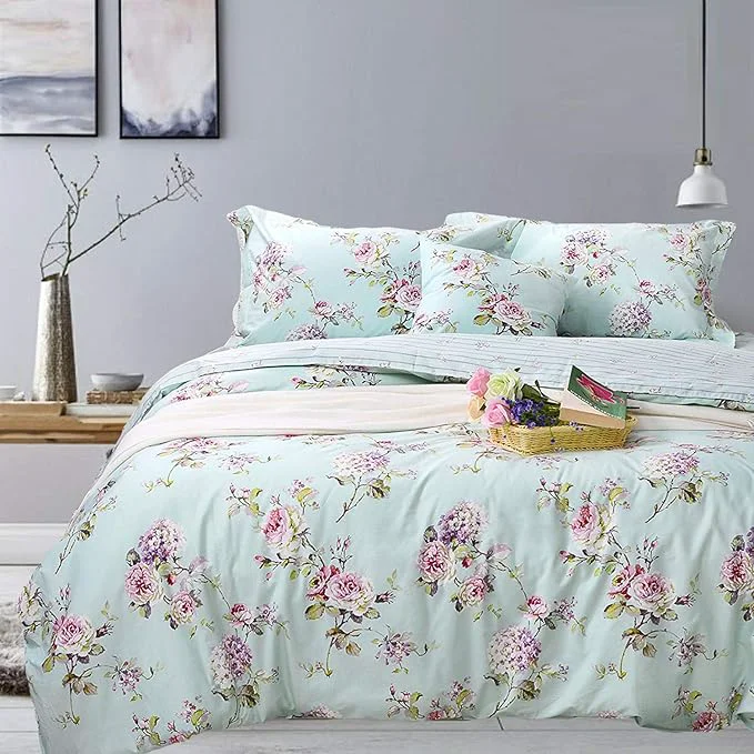 Excellent FADFAY Shabby Vintage Duvet Cover Twin XL Dorm Bedding Fashionable Rose and Hydrangea Flower Cotton Soft Reversible Hidden Zipper Closure Farmhouse Quilt Cover Set 3 Piece -（No Filling） Comfortable