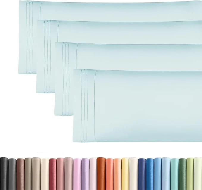 Fine Crafted Body Pillowcases Set of 4-20×54 Long Body Pillow Case – Soft Body Pillow Cover for Sleeping amp Side Sleepers – Comfy Breathable amp Fade – Machine Washable with Envelope Enclosure – Ice Blue Elite