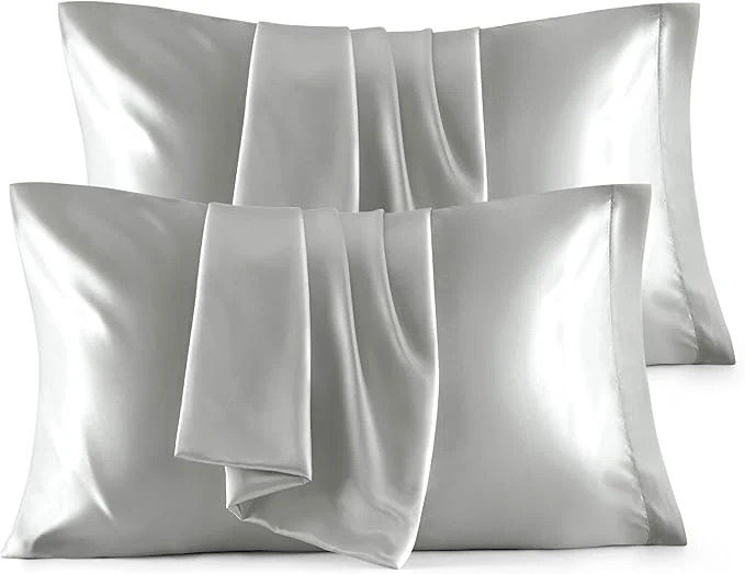 Effective Bedsure King Size Satin Pillowcase Set of 4 – Silver Grey Pillow Covers for Hair and Skin 20×36 Inches with Envelope Closure Similar to Silk Pillow Cases Gifts for Women Men Minimalist