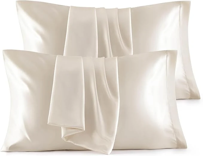 Functional Bedsure Satin Pillowcase for Hair and Skin Queen – Beige Silky Pillowcase 4 Pack 20×30 Inches with Envelope Closure Similar to Silk Pillow Cases Gifts for Women Men User-Friendly
