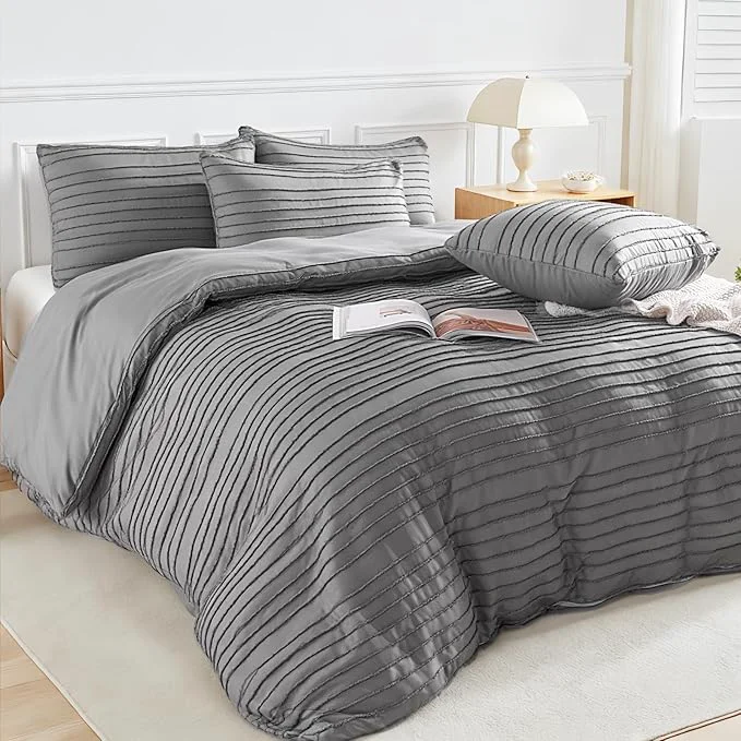 Fine Crafted NEXHOME PRO Twin Duvet Cover Grey 2 Pieces Boho Tufted Duvet Cover Set Soft and Lightweight Washed Microfiber Comforter Cover Set for All Season Grey Twin 66 x 90 -No Comforter Next-Generation