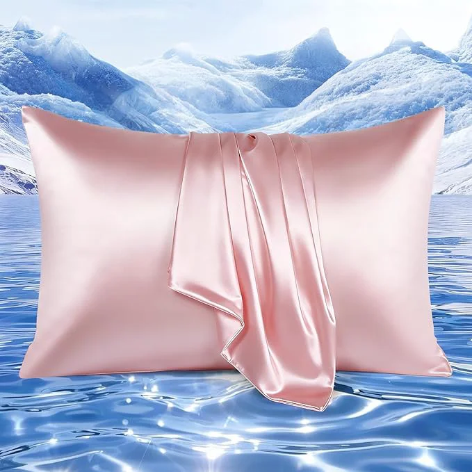 Next-Generation Elegear Cooling Pillow Cases for Hot Sleepers Upgraded Arc-Chill Cooling Satin Pillowcases Q-max gt 0.5 Similar to Silk Pillow Cases for Hair amp Skin Luxury Zipper Pillowcase Cover Set of 2-Queen Pink Official