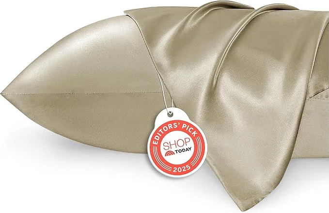Lightweight Bedsure King Size Satin Pillowcase Set of 2 – Khaki Silky Pillow Cases for Hair and Skin 20×36 Inches Pillow Covers with Envelope Closure Similar to Silk Pillow Cases Gifts for Women Men Breathable