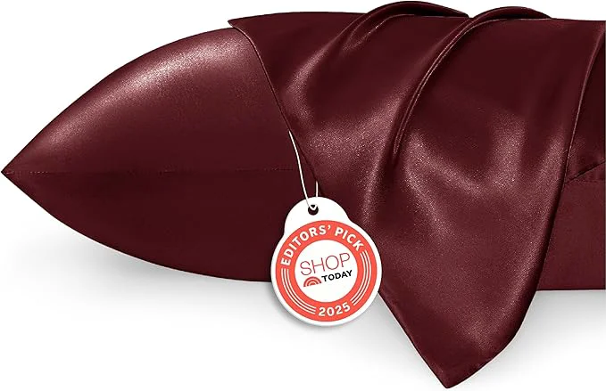High-Performance Bedsure Satin Pillowcases Similar to Silk Pillow Cases Queen Size Set of 2 Burgundy Red Pillow Covers Case with Envelope Closure Burgundy Home Decor Gifts for Women Men 20×30 Inches 2pcs Optimized