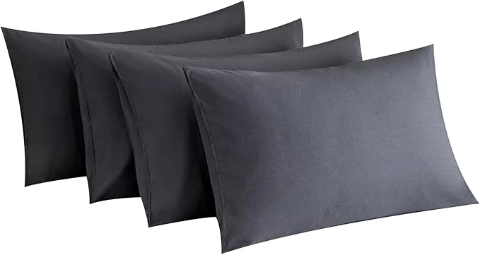 Environmentally Friendly MINIPANDA Dark Gray Pillow Cases Standard Size Set of 4 – Super Soft Smooth and Breathable Standard Pillow Cases- Envelope Design – Machine Washable Lightweight 20X26 Inches 4 Piece Exclusive