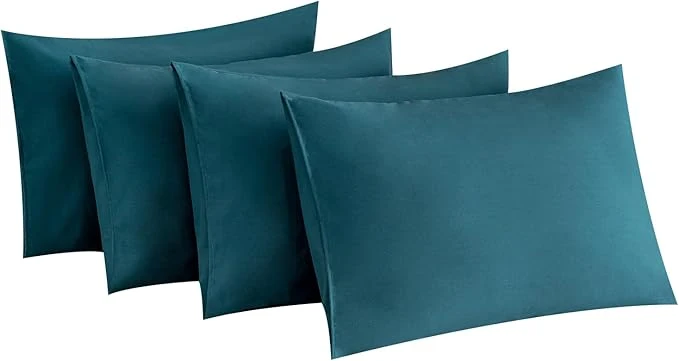 Selected MINIPANDA Blue-Green Pillow Cases Standard Size Set of 4 – Super Soft Smooth and Breathable Standard Pillow Cases- Envelope Design – Machine Washable Lightweight 20X26 Inches 4 Piece Consistent