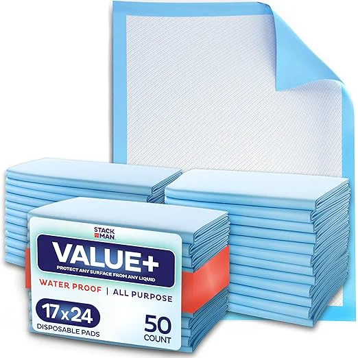 Specialty Chucks Pads Disposable 50-Pack Underpads 17 quot x 24 quot – Pee Pads for Dog Puppy – Diaper Changing Table Pad for Baby – Incontinence Bed amp Chair Liners for Elderly – Pet Potty Training Pads – Leak Proof Reusable