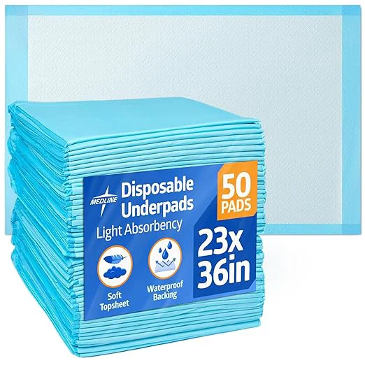 Trendy Medline Light Absorbency Underpad 23 quot x 36 quot 50 Count Disposable Bed Furniture amp Surface Protection For Kids Adults Elderly Puppy Pad Changing Pad Incontinence Pee Pad Chucks High-Grade