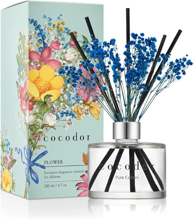 Healthy COCODOR Flower Reed Diffuser Set 6.7oz Pure Cotton Scent Diffuser Luxury