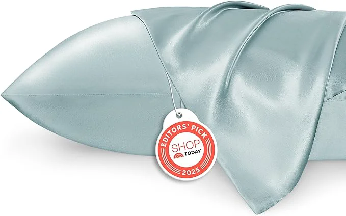 Fashionable Bedsure Satin Pillowcase 2 Pack Similar to Silk Pillow Cases Standard Size Pillow Case for Sleeping Women with Envelope Closure Gifts for Women Men Light Turquoise 20×26 Inches 2pcs Certified
