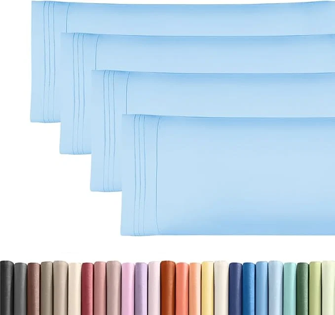 Superior Body Pillowcases Set of 4-20×54 Long Body Pillow Case – Soft Body Pillow Cover for Sleeping amp Side Sleepers – Comfy Breathable amp Fade – Machine Washable w Envelope Enclosure – Light Blue Artisan