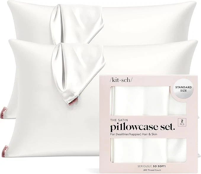 Traditional Kitsch Satin Pillowcase with Zipper for Hair amp Skin – Softer Than Silk Pillow Cases Smooth Cooling Satin Pillow Case Wrinkle- Machine Washable – Pillow Cases Standard Size 19×26 Ivory 2pcs Sophisticated