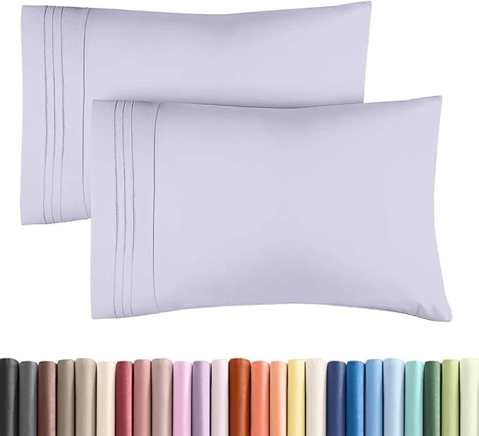Safe Standard Pillow Cases Set of 2 – Ultra-Soft Hotel Quality Pillowcase Covers – Comfy amp Wrinkle – Stain and Fade Resistant – Machine Washable Pillow Protectors – 2 Piece Set – Light Lavender Prestigious
