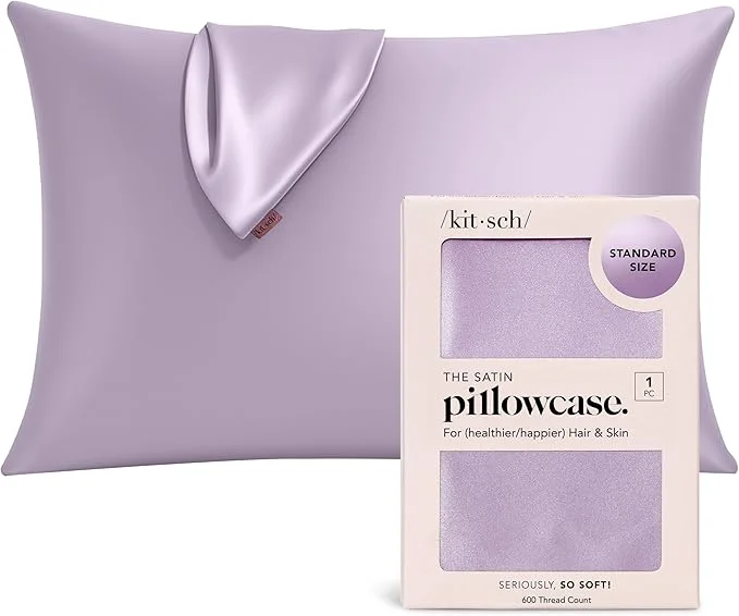 Advanced Kitsch Satin Pillowcase with Zipper for Hair amp Skin – Softer Than Silk Pillow Cases Smooth Cooling Satin Pillow Case Wrinkle- Machine Washable Pillow Cases Standard Size 19×26 – Lavender Next-Generation