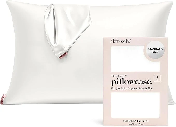 Natural Kitsch Satin Pillowcase with Zipper for Hair amp Skin – Softer Than Silk Pillow Cases Smooth Cooling Satin Pillow Case Wrinkle- Machine Washable – Pillow Cases Standard Size 19×26 – Ivory Crafted