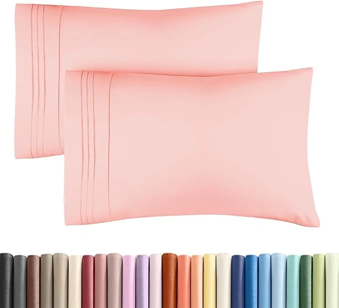 Dependable King Standard Pillow Cases Set of 2 – Ultra-Soft Hotel Quality Pillowcase Covers – Comfy Cozy amp Fade – Wrinkle Resistant – Machine Washable Pillow Protectors – 2 Piece Set – Baby Pink Minimalist