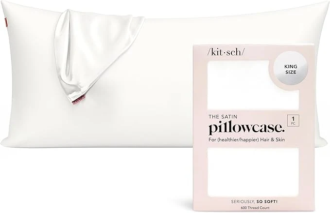 Prestigious Kitsch Satin Pillowcase with Zipper for Hair amp Skin – Softer Than Silk Pillow Cases Smooth Cooling Satin Pillow Case Wrinkle- Machine Washable – King Size Satin Pillow Case 19×36 – Ivory Elegant