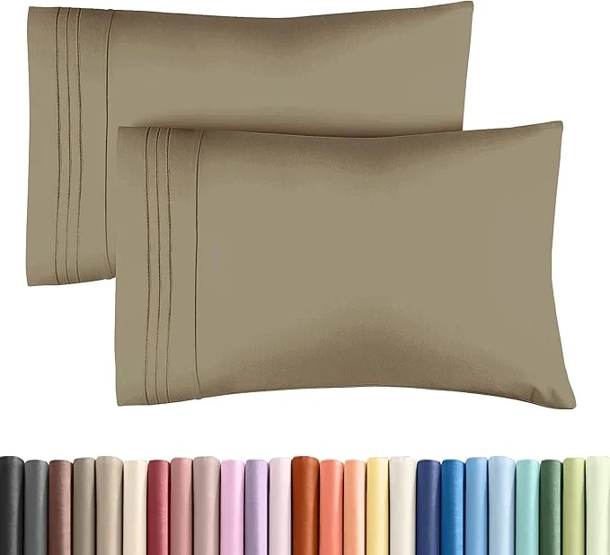 Carefully Designed King Pillow Cases Set of 2 – Ultra Soft Hotel Quality Pillowcase Covers – Comfy Cozy amp Wrinkle – Shrinkage Stain and Fade Resistant – Machine Washable Pillow Protectors – 2 Piece Set – Khaki High-Performance