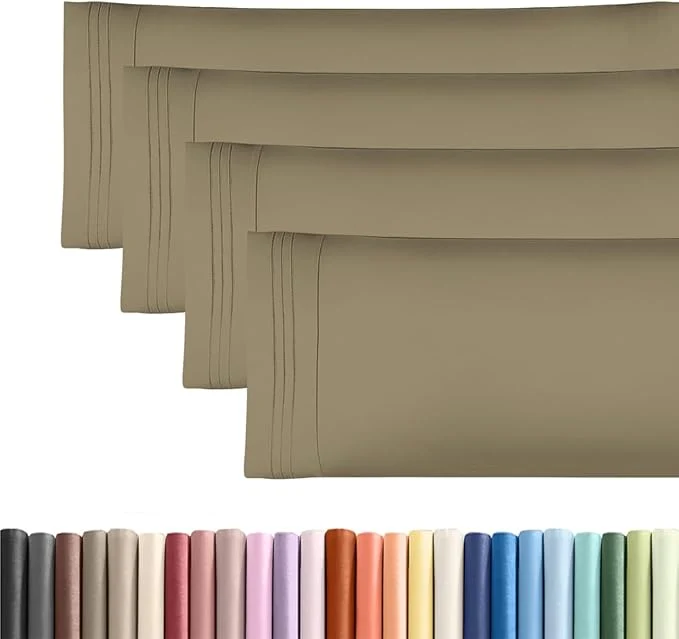 Sophisticated Body Pillowcases Set of 4-20×54 Long Body Pillow Case – Soft Body Pillow Cover for Sleeping amp Side Sleepers – Comfy Cozy Breathable amp Fade – Machine Washable w Envelope Enclosure – Khaki Exclusive