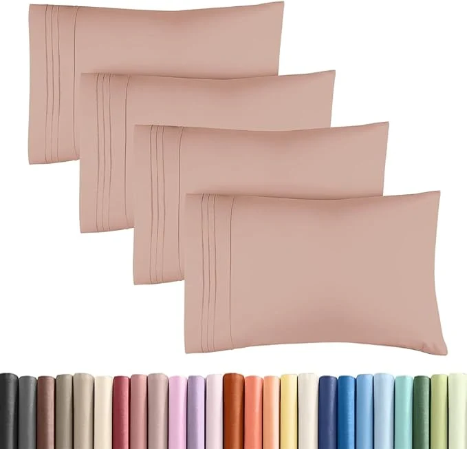 Environmentally Friendly King Standard Pillow Cases Set of 4 – Soft Hotel Quality Pillowcase Covers – Comfy Bedding for Women Men Kids amp Teens – Machine Washable Pillow Protectors – 4 Piece Set – King Standard Size Mauve Trendy