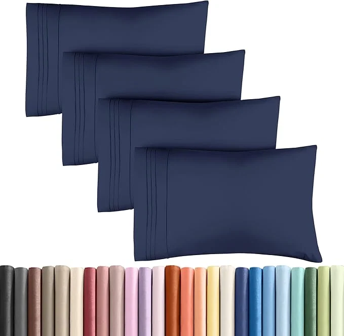 King Pillow Cases Set of 4 – Ultra Soft Hotel Quality Pillowcase Covers – Comfy Cozy amp Wrinkle – Shrinkage Stain amp Fade Resistant – Machine Washable Pillow Protectors – 4 Piece Set – Navy Blue Carefully Designed